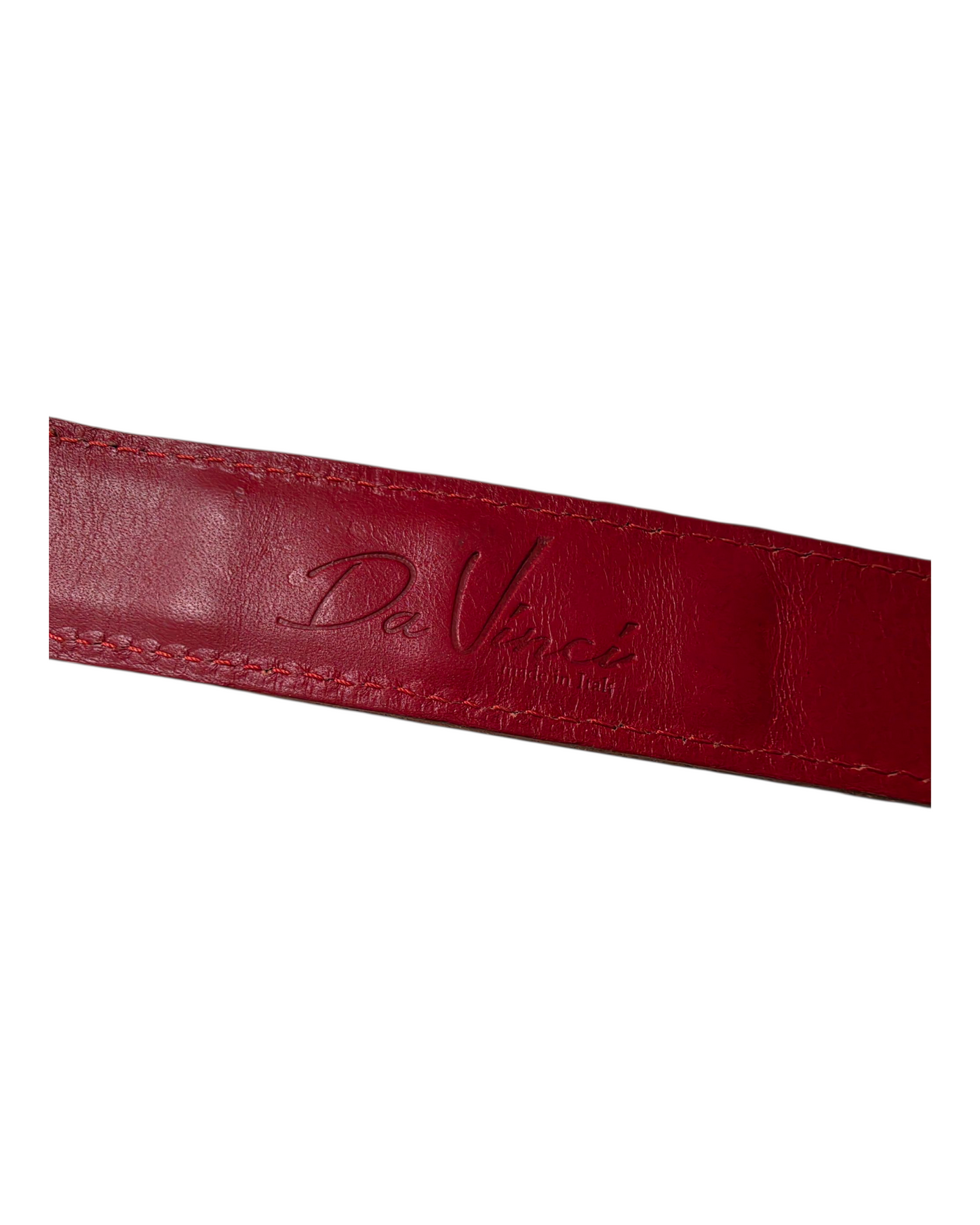COLLARE IN CUOIO BORCHIATO CON STRASS - ROSSO - 3*50 CM