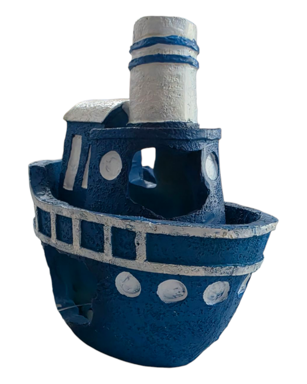 BATTELLO IN RESINA BLU - DECORAZIONE PER ACQUARIO