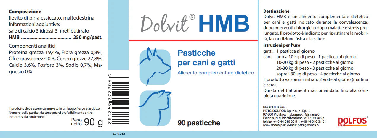 DOLVIT HMB PER CANI E GATTI 90 PASTICCHE