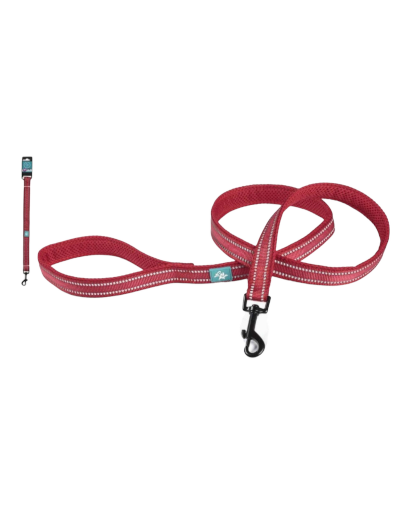 GUINZAGLIO RIFLETTENTE IN NYLON E MESH - LEOPET ROSSO