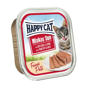 HAPPY CAT MINKAS DUO ADULT - PATE' POLLAME E MANZO 100G