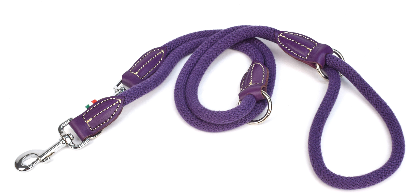WHITE PURPLE COTTON ROPE TRAINING LEASH 200X01.2 CM