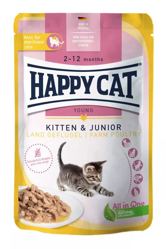 Happy Cat Meat in Sauce - Kitten & Junior Farm Poultry 85gr.