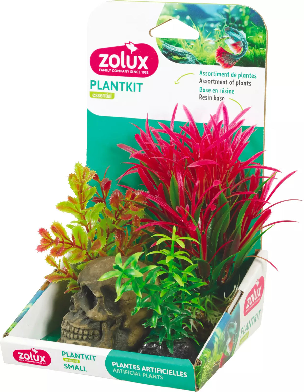 KIT PIANTE ARTIFICIALI + TESCHIO - DECORAZIONE PER ACQUARIO