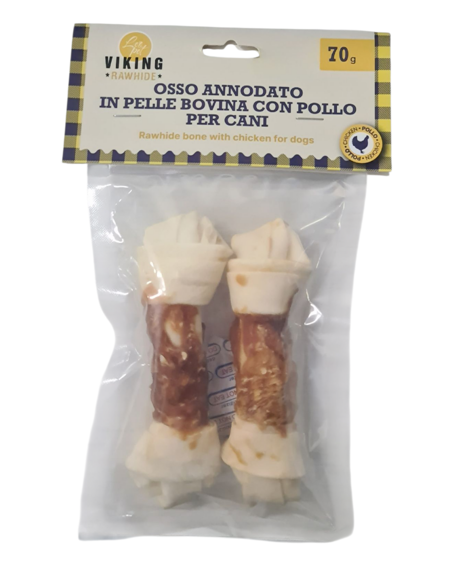 OSSO ANNODATO IN PELLE BOVINA CON POLLO 70G