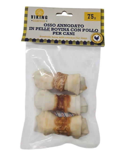 OSSO ANNODATO IN PELLE BOVINA CON POLLO 75G