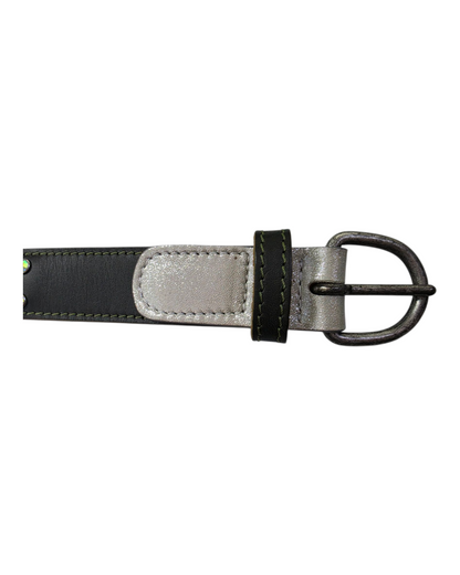 COLLARE IN CUOIO BORCHIATO CON STRASS - VERDE