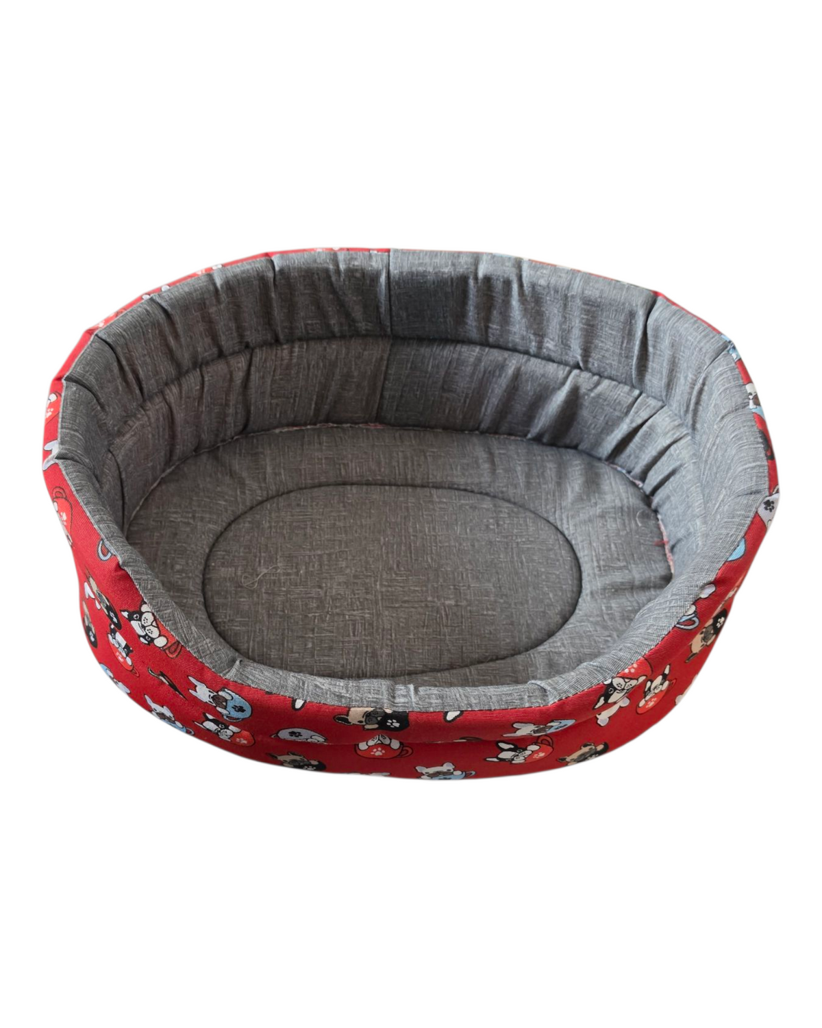 CUCCIA OVALE ROSSA CON BULLDOG - SENZA CUSCINO
