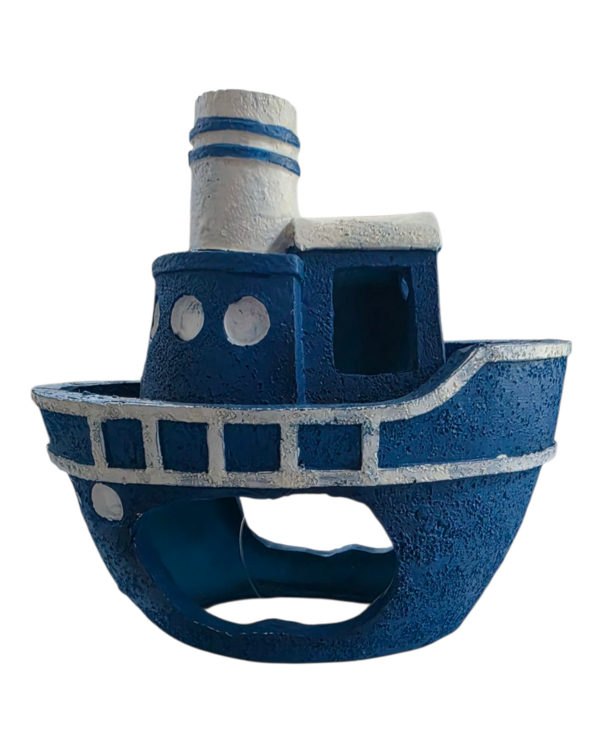 BATTELLO IN RESINA BLU - DECORAZIONE PER ACQUARIO
