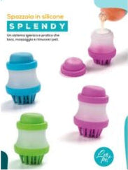 SPLENDY - SPAZZOLA IN SILICONE CON DISPENSER PORTA SAPONE