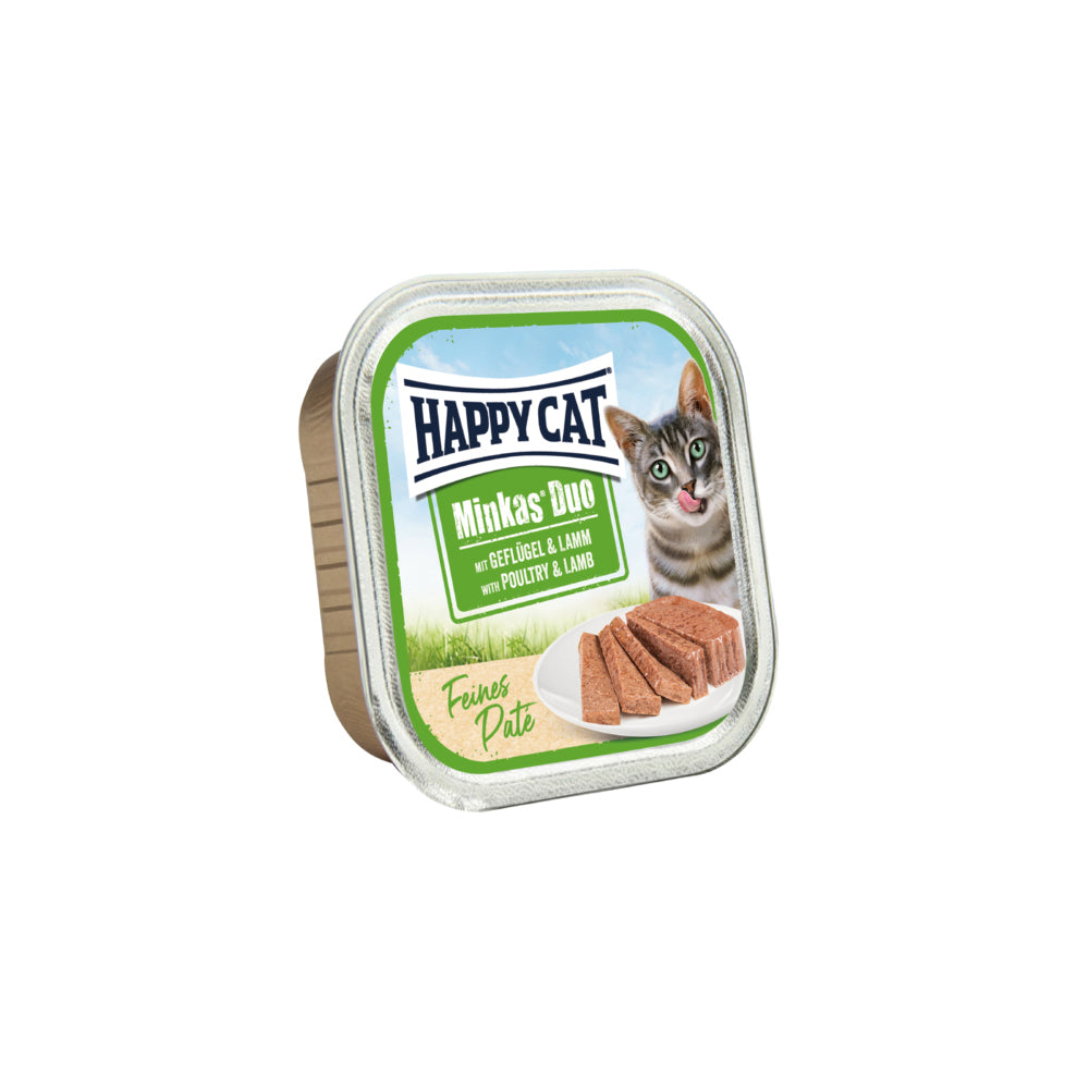 HAPPY CAT MINKAS DUO ADULT - PATE' POLLAME E AGNELLO 100G