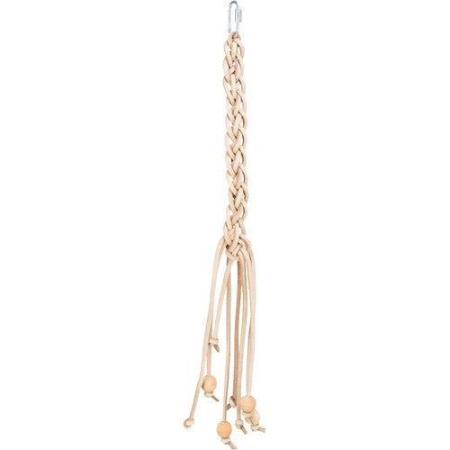 GIOCO IN VERA PELLE E LEGNO PER PAPPAGALLINI 50CM