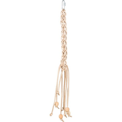 GIOCO IN VERA PELLE E LEGNO PER PAPPAGALLINI 50CM
