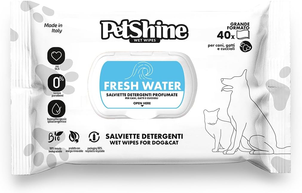 PetShine - Salviettine igieniche FRESH WATER 30x20 cm (40 pezzi)