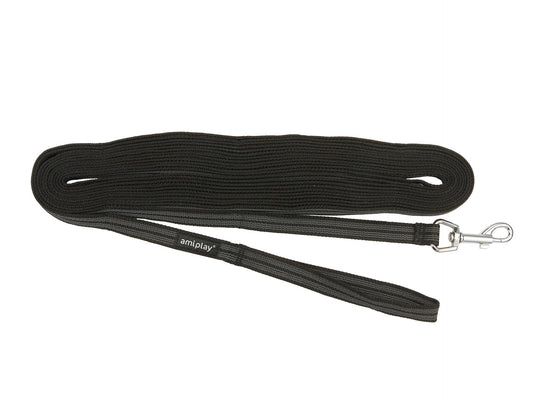 AMIPLAY - Guinzaglio addestramento 10MT RUBBER Nero S-M