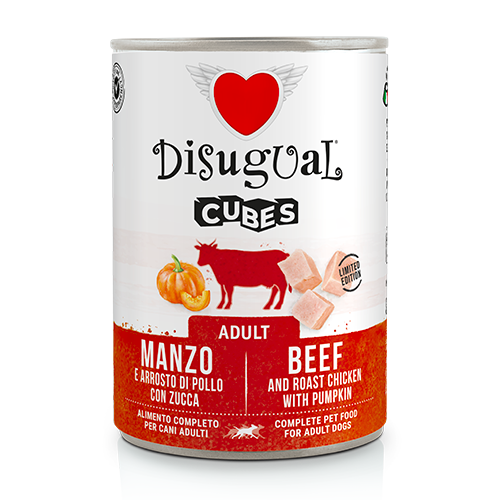 DISUGUAL CUBES ADULT - MANZO E ARROSTO DI POLLO CON ZUCCA 400G