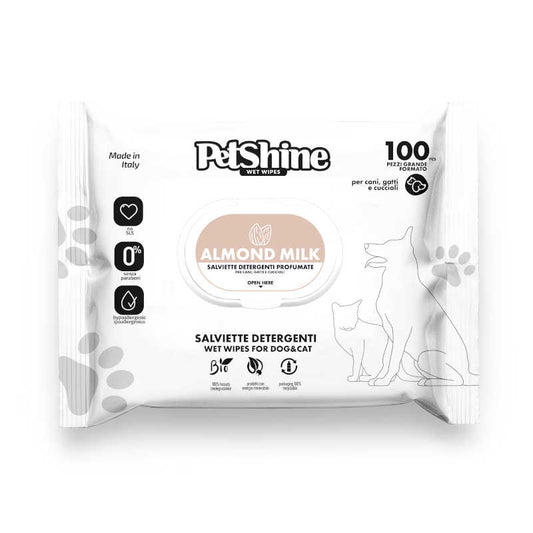 PetShine – Salviettine igieniche LATTE di MANDORLA 30×20 cm (100 pezzi)