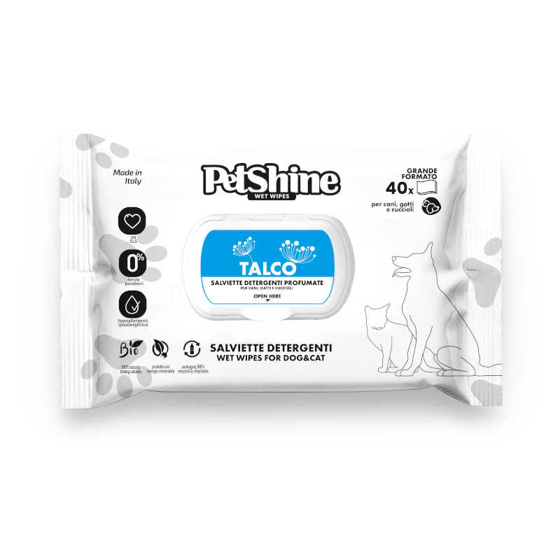 PetShine - Salviettine igieniche TALCO 30x20 cm (40 pezzi)