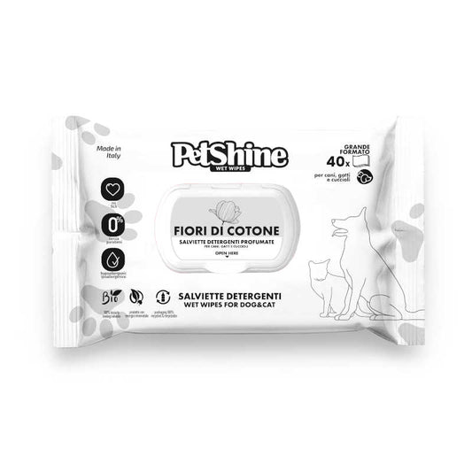 PetShine - Salviettine igieniche FIORI di COTONE 30x20 cm (40 pezzi)