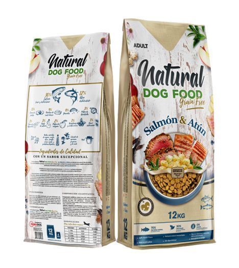 CROCCHETTE PER CANI NATURAL DOG FOOD GRAIN-FREE SALMONE E TONNO IPOALLERGENICO