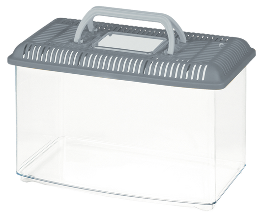 ACQUARIO IN PLASTICA GRANDE CON COPERCHIO GRIGIO