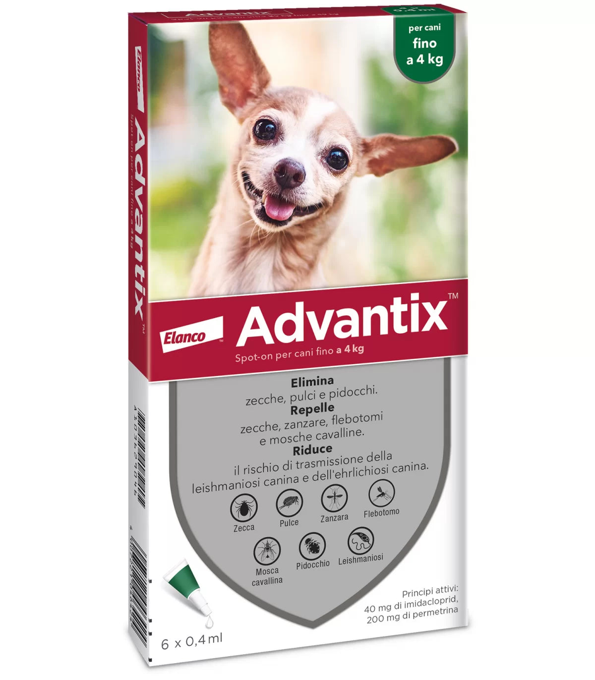 ADVANTIX SPOT-ON PER CANI FINO A 4 KG (UNA PIPETTA)