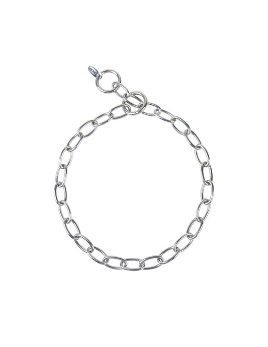 COLLARE SALVAPELO MAGLIA OVALE CORTA IN ACCIAIO INOX