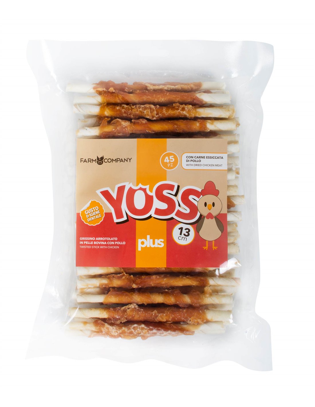 Yoss Plus Stick pelle bovina pollo 13cm 45pz 400gr