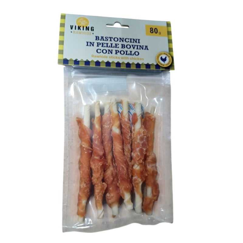 BASTONCINI IN PELLE BOVINA CON POLLO 80G