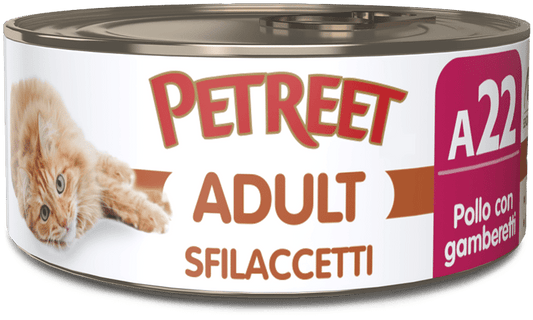 PETREET ADULT SFILACCETTI A22 - POLLO CON GAMBERETTI 70G