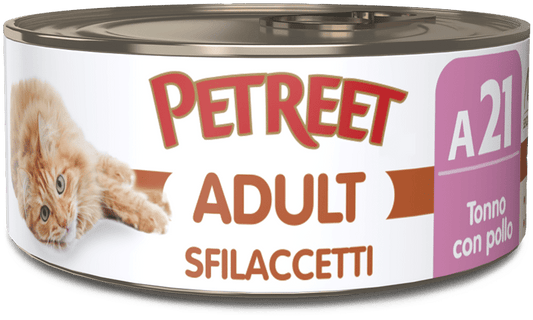 PETREET ADULT SFILACCETTI A21 - TONNO CON POLLO 70G