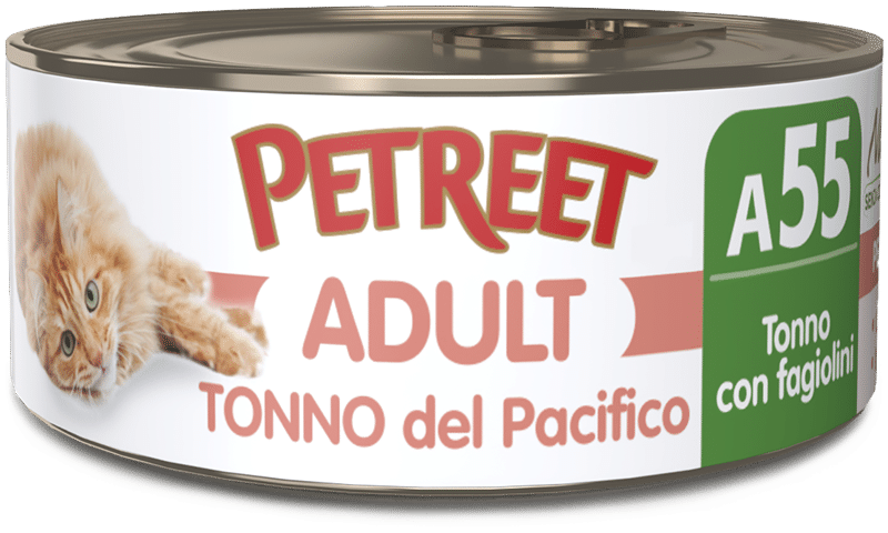 PETREET ADULT IN BRODO DI PESCE A55 - TONNO CON FAGIOLINI 70G