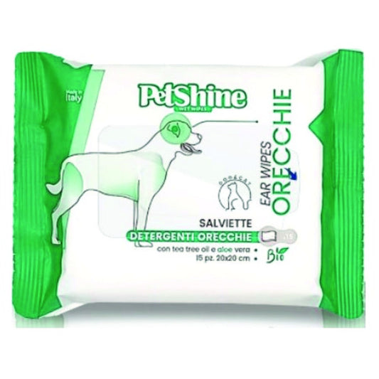 PetShine - Salviette ORECCHIE 20x20 cm (15 pezzi)