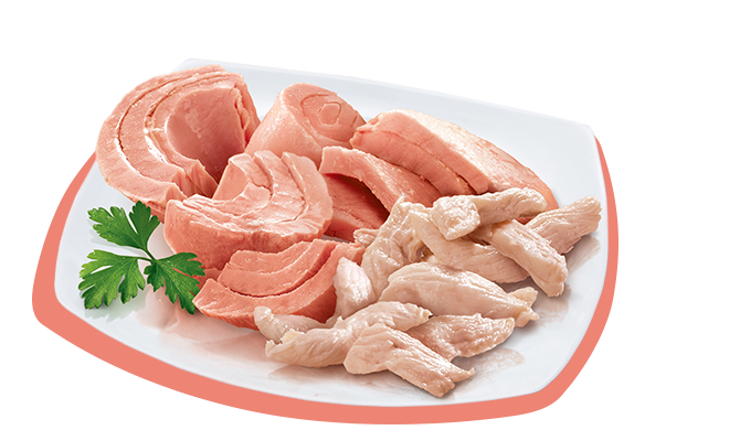 PETREET ADULT IN BRODO DI PESCE A54 - TONNO CON POLLO 70G